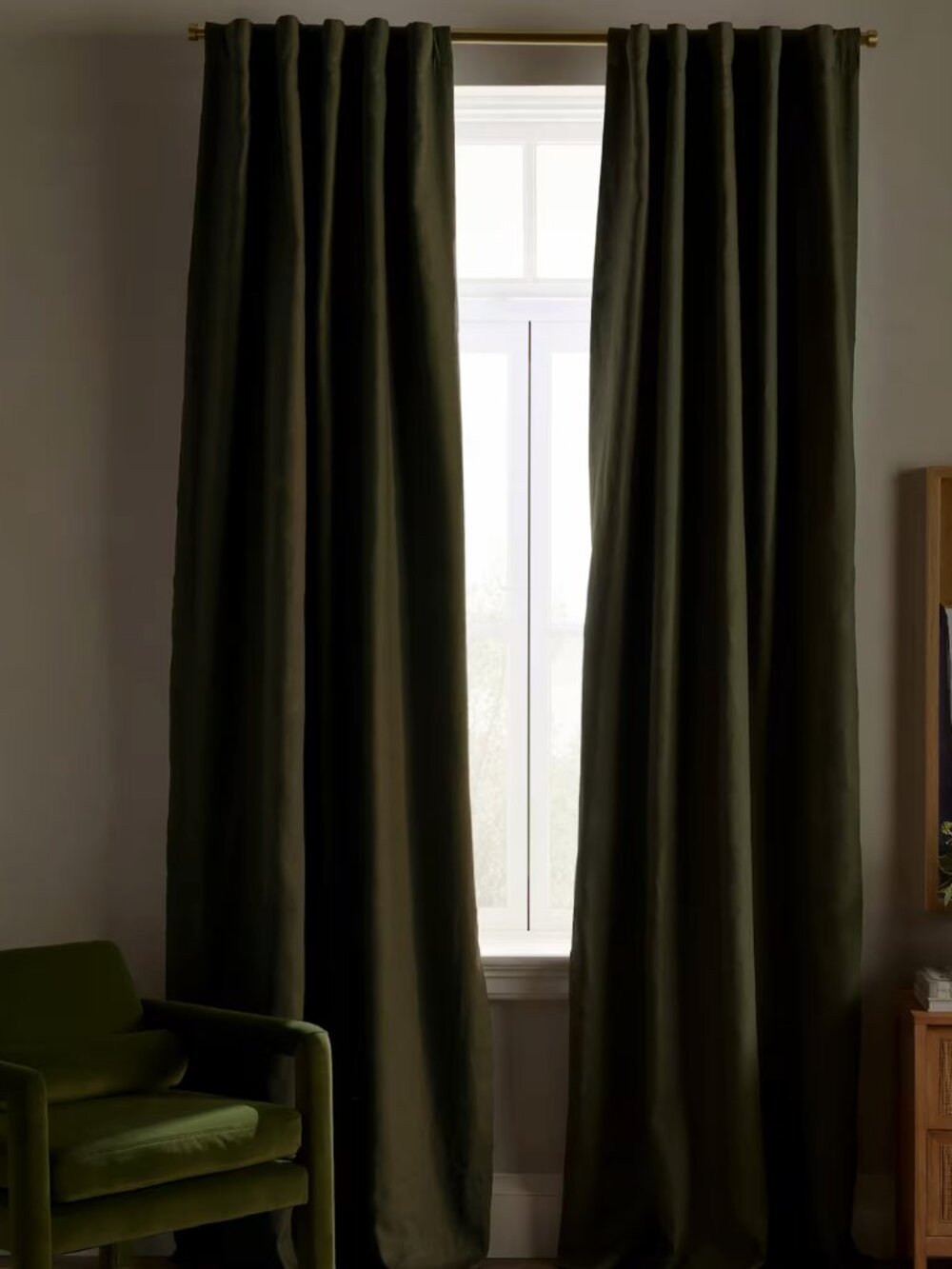 Quince European Linen True Blackout Curtain Panel Hunter Green 96x108 NWOT